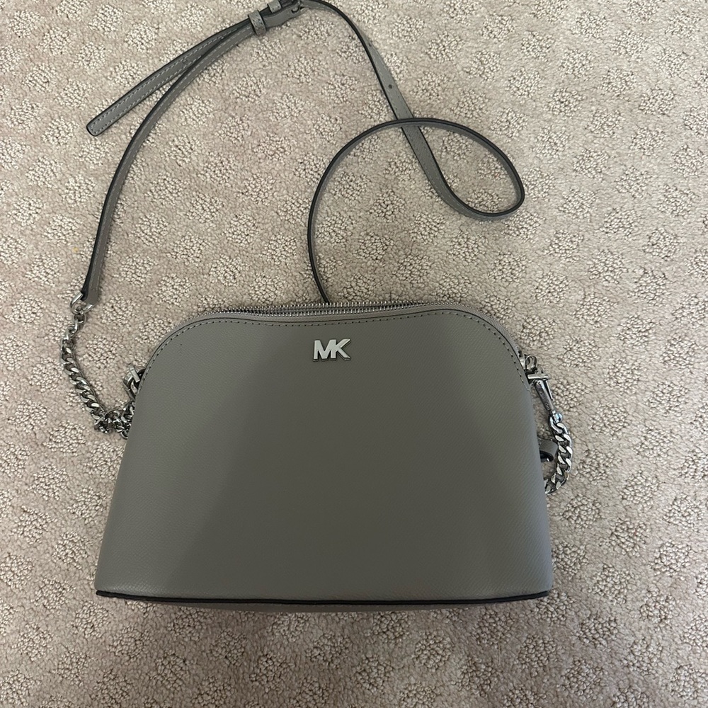 Michael Kors Gray Dome Crossbody Bag with Chain Strap